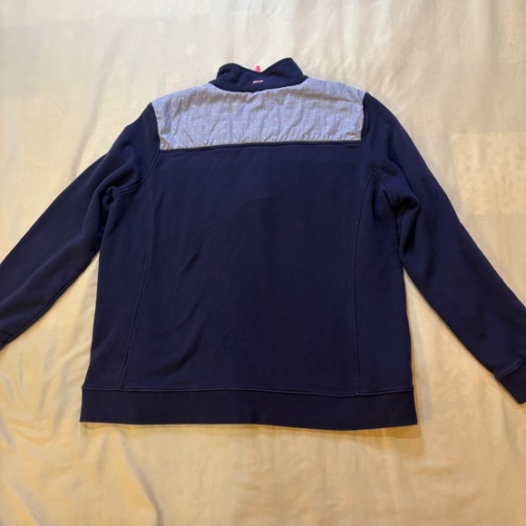 Vineyard Vines Womens Pullover Sweatshirt XL Navy Blue Pink Whale Quarter Zip - Picture 2 of 8